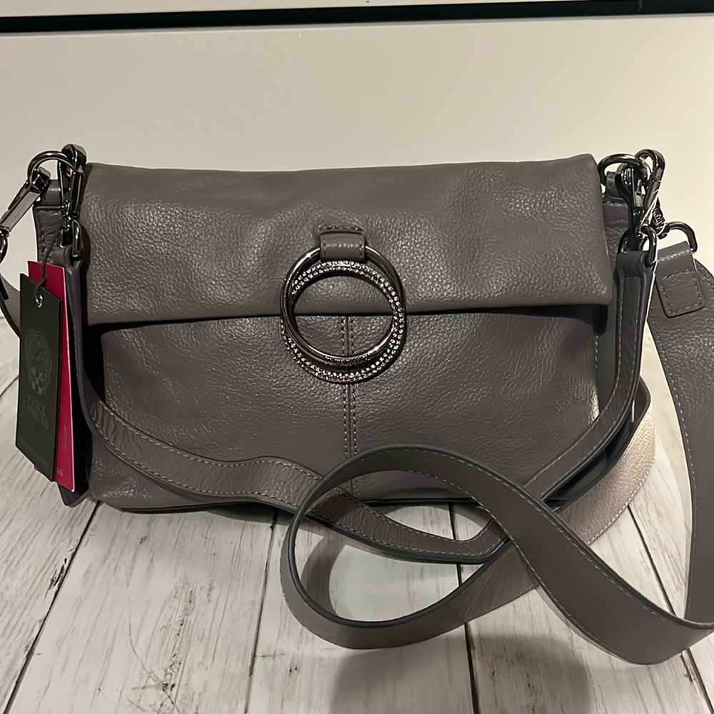 Vince Camuto grey leather purse NWT